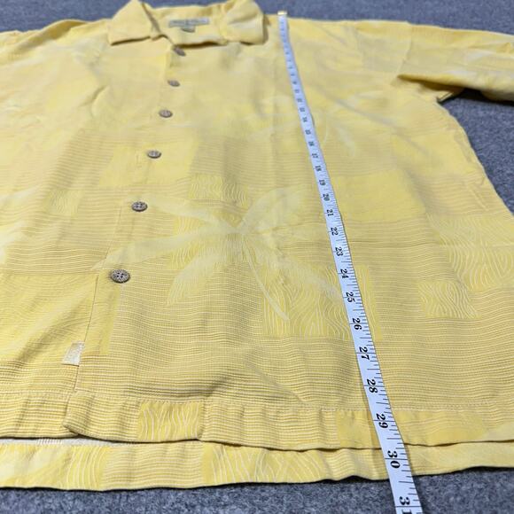 Tommy Bahama Yellow Palm Tree 100% Silk Short Sleeve Button Up Shirt Size XL - Picture 5 of 6